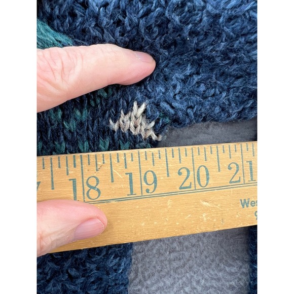 Royal Robbins Sweater Sz L Blue Fair Isle Zip Up Hooded Cardigan Aztec - Picture 5 of 10